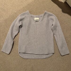 Babaton Light Gray V-Neck Sweater